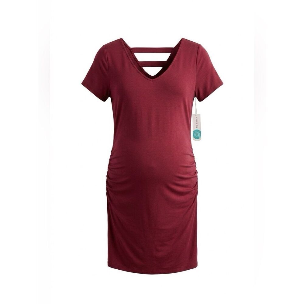 Short Sleeve Burgundy Maternity Dress Size Large NWT